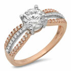 1.27 ct Round Cut Lab Created Diamond Stone Solid 14K White/Rose Gold Ring