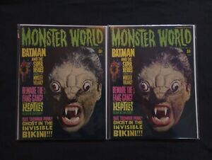 MONSTER WORLD #10  (2) BOOK LOT  7.5  FAMOUS LAST ISSUE  REPTILIANS 🔥🔥🔥