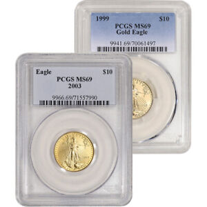 American Gold Eagle 1/4 oz $10 - PCGS MS69 Random Date and Label