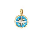 14K YELLOW GOLD TURQUOISE COMPASS PENDANT OR NECKLACE