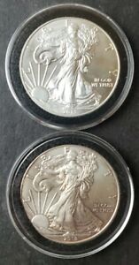 2013 and 2018 $1 American Silver Eagle Dollars in Capsules