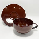 CRATE & BARREL Flat Cup & Saucer Mahogany Red Brown Glaze - Multiple Available