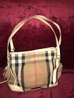Burberry Bridle House Check Beige W Leather Trim Tote Shoulder Bag