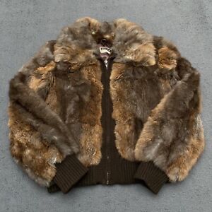 Vintage Dino Ricco Genuine Rabbit Fur Full Zip Short Coat Women's Medium (READ!)