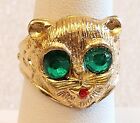 Cute Jeweled Cat Gumball Vending Machine Prize Metal Ring 1960s NOS New Eye Vary