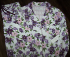 NWT Karen Neuburger WHITE/PURPLE/PINK/GREEN Floral Knit Pajama Set L POCKETS