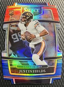New Listing2021 Panini Select Justin Fields Bears Tri Color Die Cut Rookie Prizm #50