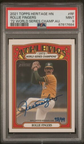 2021 Topps Heritage High Number 1972 Word Series Champions Rollie Fingers PSA 9