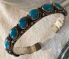 Beautiful Vintage Navajo Sterling Silver And Turquoise Cuff Bracelet