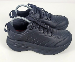 READ DESC - Hoka One One Womens BONDI SR Black Leather Work Sneakers Sz 8.5