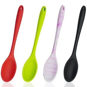 4 Pcs Silicone Spoons for Cooking 10.6'' Large Silicone Mixing Spoon Heat Res...