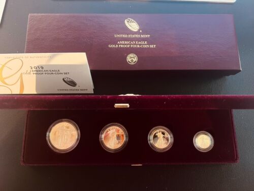 2019 American Eagle Gold 4 Coin Set Proof Coins in US Mint Box w/COA