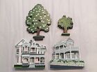 Vintage Shelia's Collectible Houses, Lot of 2 (Fla. & Tx.) & 2 Trees, Good Cond.