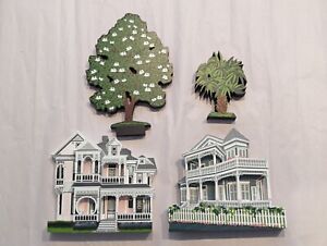 New ListingVintage Shelia's Collectible Houses, Lot of 2 (Fla. & Tx.) & 2 Trees, Good Cond.