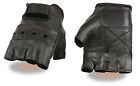 Milwaukee Leather SH216 Men's Black Leather Fingerless Gloves with Padded Palm