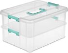 Sterilite Stack & Carry 2 Layer Handle Countertop Box Organizer Container, Clear