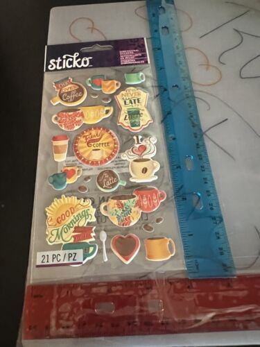 NIP EK Success Sticko 3-D Coffee and Lattes Really Cute C 2015 21 Stickers!!