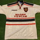 Vintage Manchester United Jersey large umbro mens white Sharp 1997-1999 away
