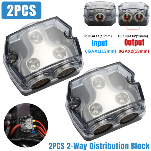 2X 2Way Distribution Block 0 Gauge In Out Car Audio Amp Power Ground Distributor