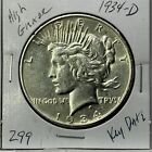 1934 D Peace Silver Dollar HIGH Grade Rare U.S. Coin Free Shipping #299
