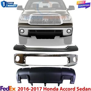 Front Bumper Chrome + Upper Cover + Lower Valance For 2010-2013 Toyota Tundra