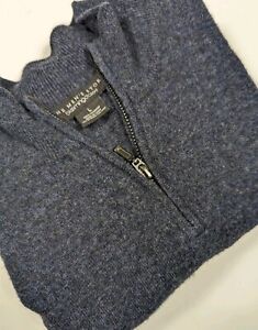 Bloomingdales Blue-Gray Mock Zip Neck Cashmere Sweater Men's Large