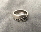 Vintage Sterling Silver Spoon Ring Oneida Heirloom Damask Rose Size 8.5 Gift