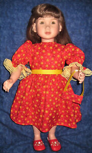 Summer Red Dress with Yellow Suns, Yellow Ribbon & Purse-Fits 23