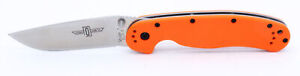 Ontario Rat 1 Liner Lock Knife Orange GFN Handle Plain Satin Blade 8848OR