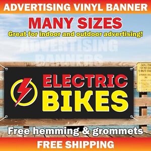 ELECTRIC BIKES Advertising Banner Vinyl Mesh Sign Rental Bicycle Scooter Shop