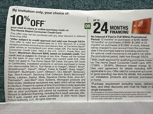 Home Depot Coupon 10% off with HD Credit Card, Exp 5/8/2024, In Store or Online