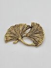 Vintage MFA Museum of Fine Arts Ginko Leaves Gold Tone Brooch Pin