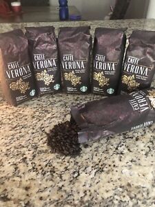(6) Starbucks Caffe Verona Dark Roast WHOLE BEAN 16 Ounce BAGS Best By 10/20