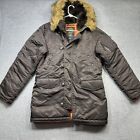 Alpha Industries Jacket Small Brown Orange Hooded Extreme Cold Parka A 37920 S