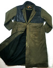 HOT VINTAGE Men's HARLEY DAVISON @ WAXED Cotton LEATHER TRIM OLIVE TRENCH Coat L