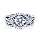 Sterling Silver 925 Women's CZ Round Halo Engagement Ring Wedding Band Set 5-10