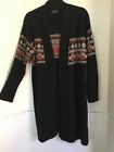 Charter Club M 100% Cashmere Cardigan Duster Long Sweater Black Snowflake 40” Ch