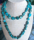 Genuine 10x15mm Natural Blue Turquoise Irregular Gemstone Beads Necklace 18-36