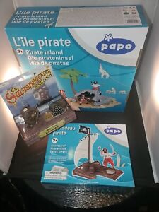 Papo Island Lot.  Island, Raft, Captains Wheel. MIP Safari Ltd Swashbuckler NOC