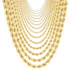 10K Yellow Gold 1.5mm-10mm Diamond Cut Rope Chain Necklace Mens Women 16