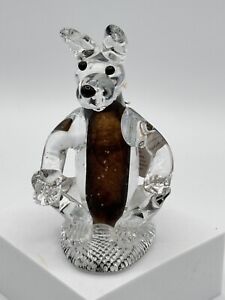 Poland Art Glass Crystal Dog  Hand Made Mouth Blown Art Glass Poland Vintage 5 “