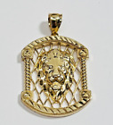 Beautiful 10K Solid Yellow Gold LION HEAD Charm Pendant Free Shipping