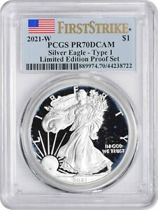 2021-W American Silver Eagle Dollar PR70DCAM PCGS Type 1 Limited Edition FS ^
