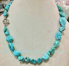 Natural Stone Blue Turquoise 10-14mm Irregular Beads Gemstone Chain Necklace 18