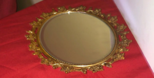 Vintage HOMCO  Gold Foral  Plastic Oval Mirror  3 way Vanity