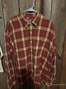 Abercrombie & Fitch A&F Men's Thick Red Navy Plaid Button Up Flannel Shirt Xl053