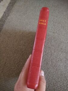 KJV Holy Bible Red Leather Personal size Rare