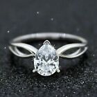 2CT Pear Cut Lab Created Diamond Engagement Women's Rings 14K White Gold Finish.
