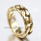 MENDEL Gold Plated Mens Biker Cuban Link Band Ring Men Stainless Steel Size 7-15