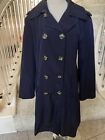 London Fog XL Double Breasted Navy Straight  Short Trench Coat Zip Out Lining